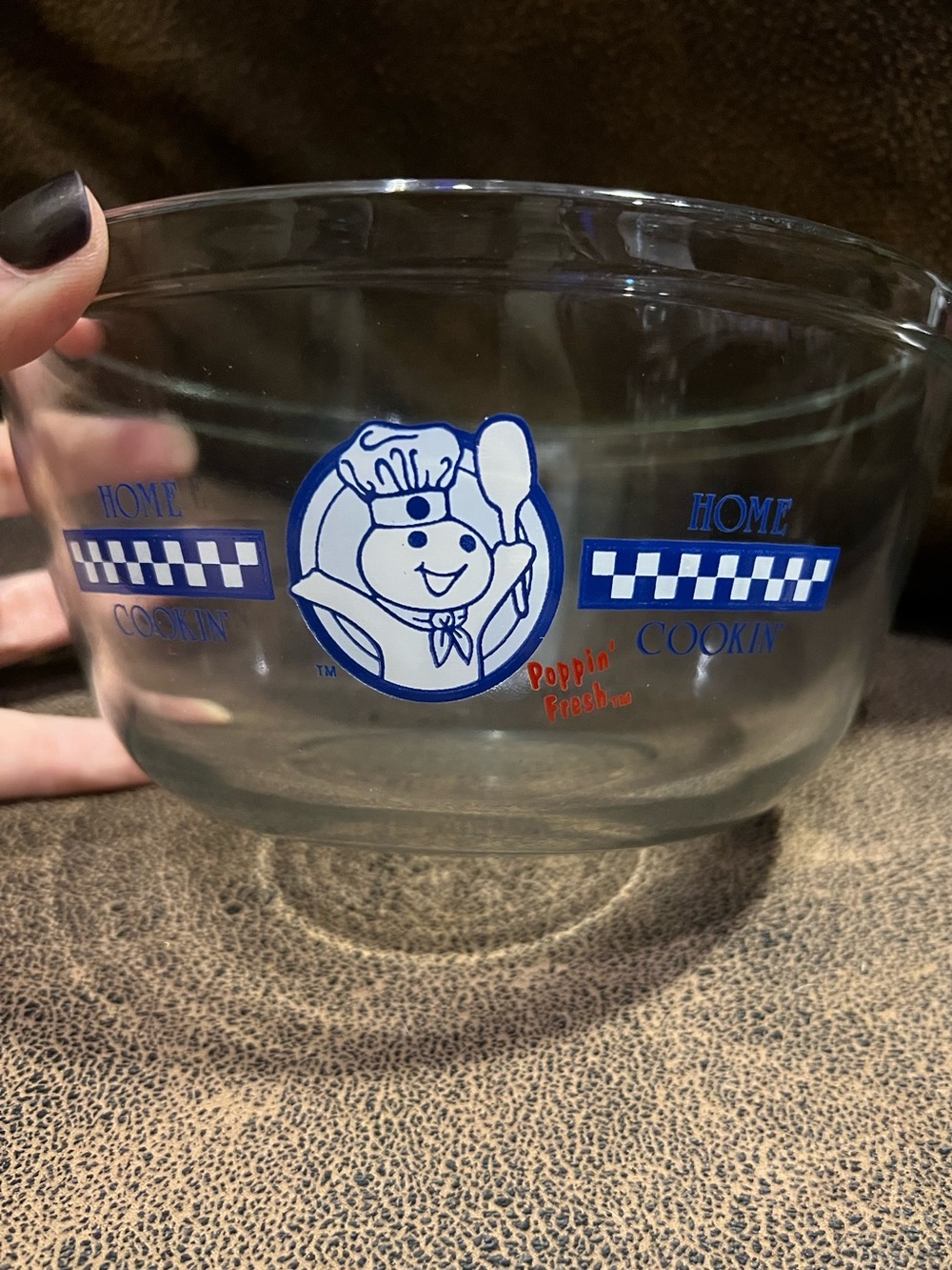 Vintage Poppin' Fresh Pillsbury Doughboy Glass Mixing Bowl 1.5 quart